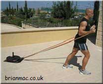 Power walk forwards with biceps curl